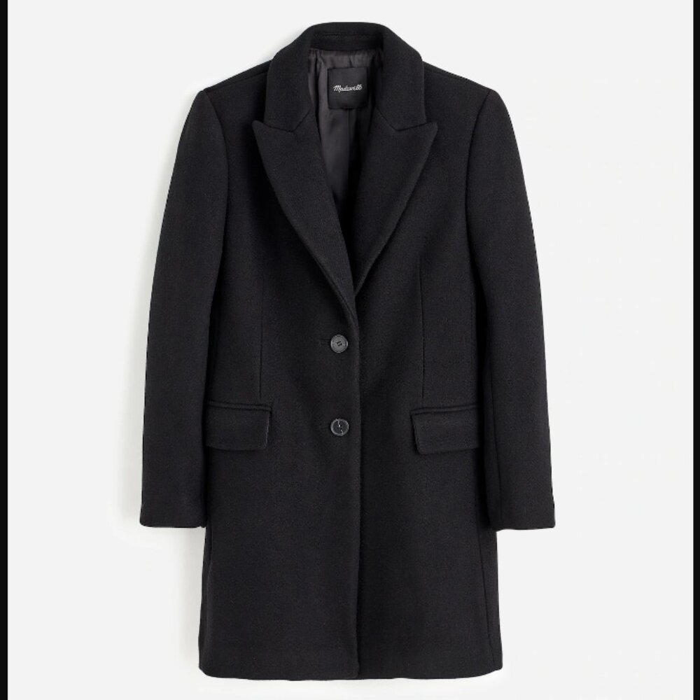 Madewell Blazer Top Coat - Black Wool Insuluxe Cashmere Single Breasted 90s - Picture 2 of 11